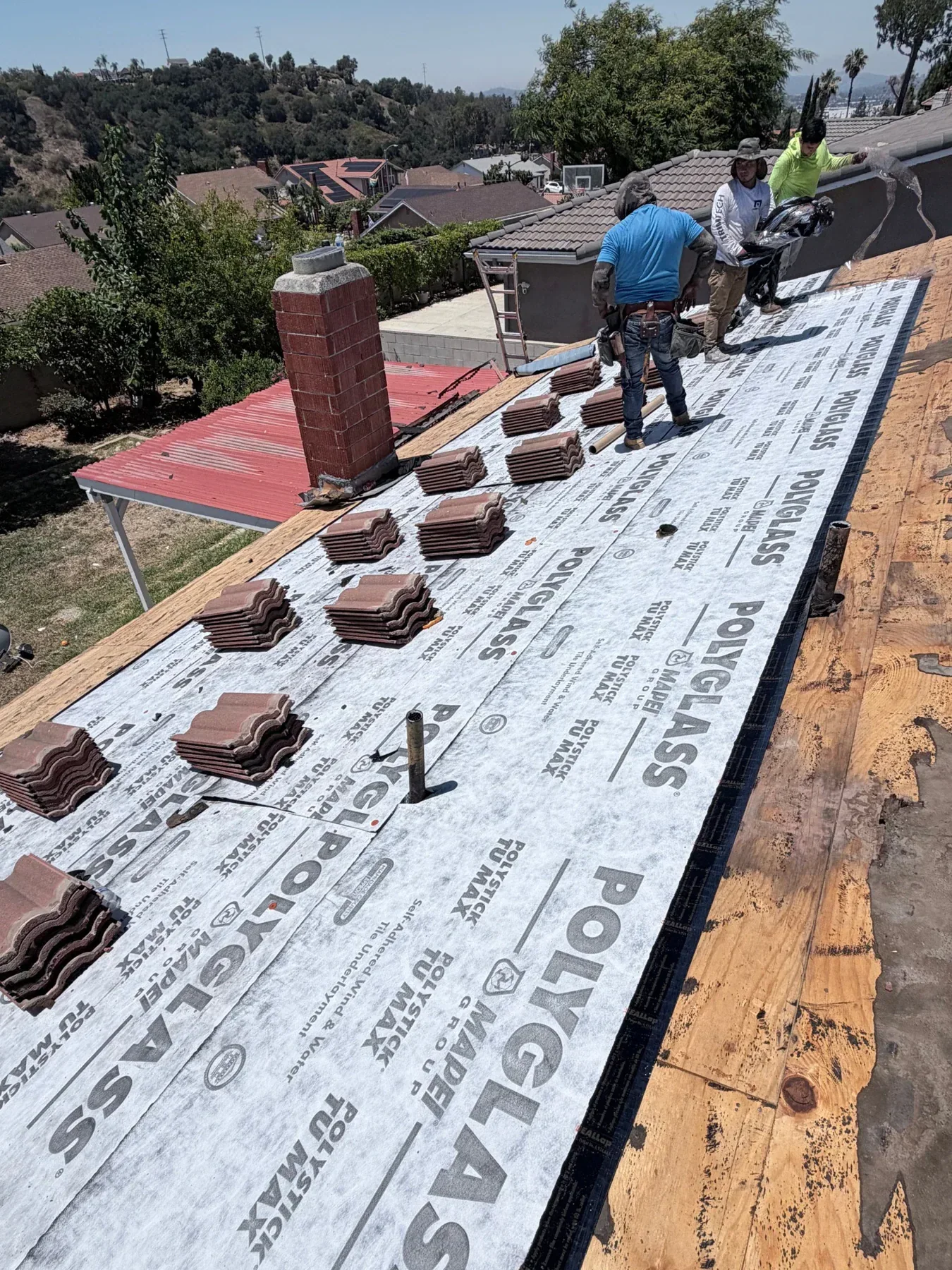 Completed tile roof replacement on a Pasadena home